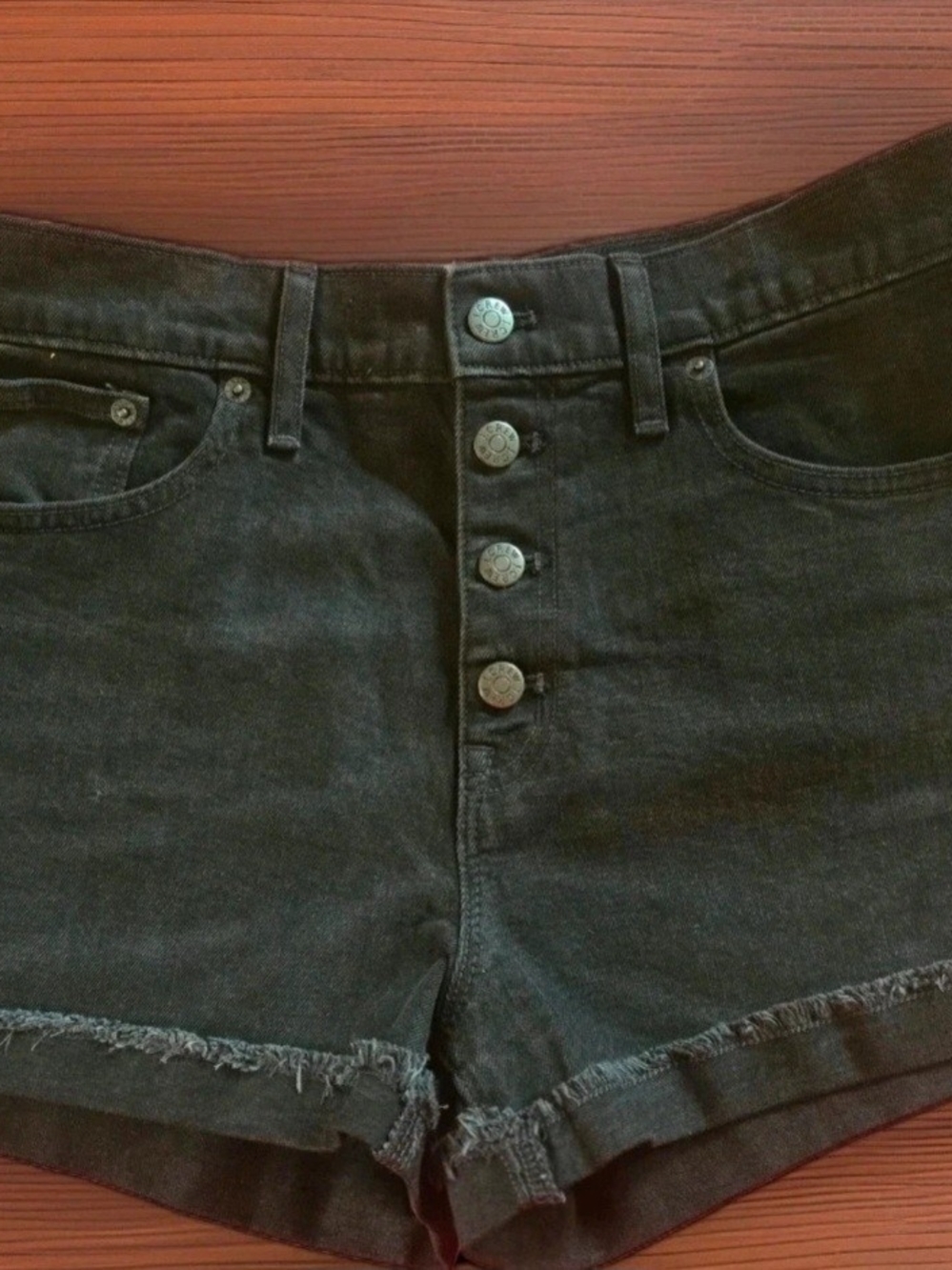 J. Crew Black Button-Fly Denim Shorts